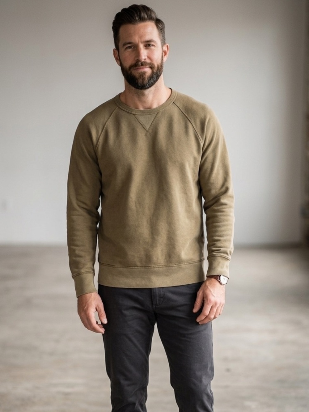 Madewell Garment-Dyed Crewneck Sweatshirt green large